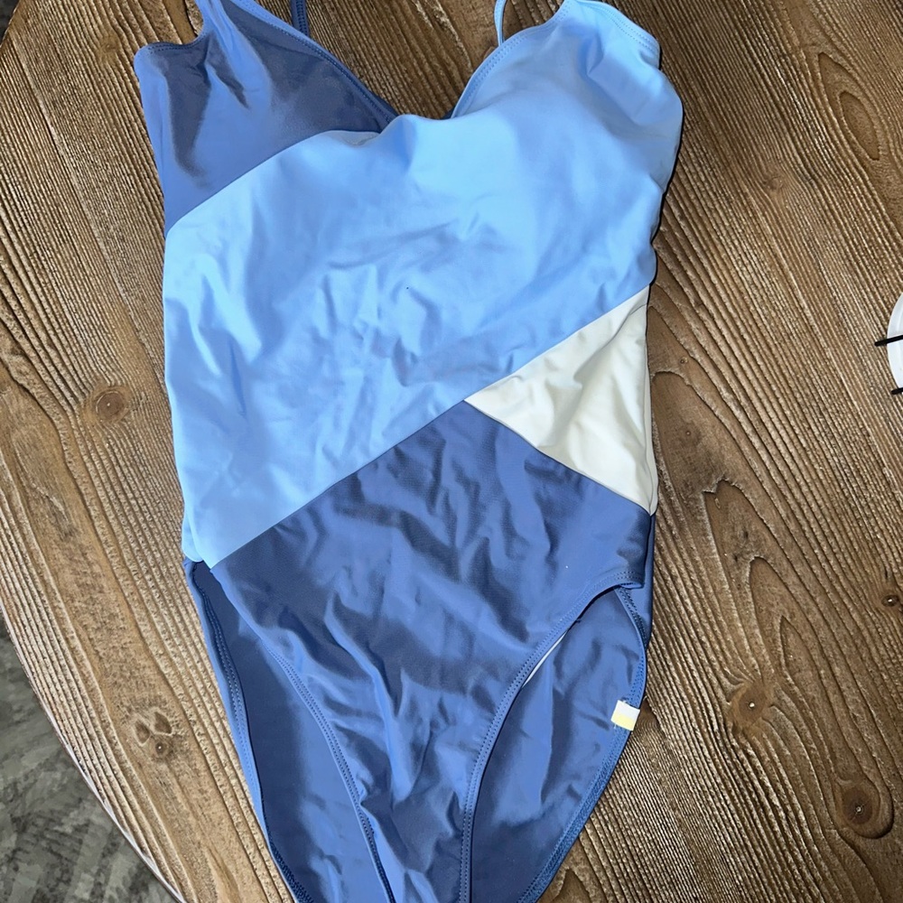 summersalt Colorblock Light Blue, Medium Blue & White One-Piece Swimsuit